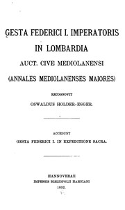 Front cover of Gesta Federici I imperatoris in Lombardia auct. cive mediolanensi (Annales mediolanenses maiores) by Jean Defroidmont
