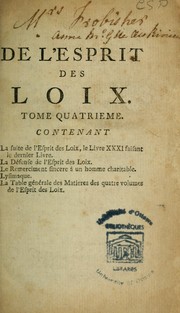 Front cover of De l'esprit des loix by Charles-Louis de Secondat baron de La Brède et de Montesquieu