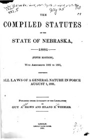 Cover of The compiled statutes of the state of Nebraska, 1881 by Nebraska.