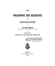 Front cover of Die philosophie der geschichte als sociologie by Paul Barth