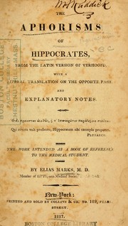 Front cover of The aphorisms of Hippocrates by Hippocrates
