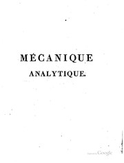 Cover of Mécanique analytique by Joseph Louis Lagrange