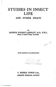 Front cover of Studies in Insect Life and Other Essays by Arthur Everett Shipley