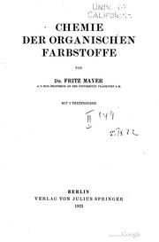 Front cover of Chemie der organischen Farbstoffe by Fritz Mayer