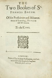 Front cover of The two bookes of Sr. Francis Bacon by Francis Bacon