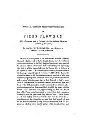 Cover of Parallel extracts from twenty-nine manuscripts of Piers Plowman by William Langland
