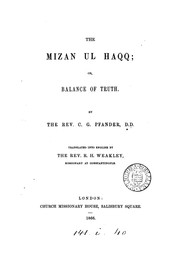 Front cover of The Mizan Ul Haqq, Or, Balance of Truth by C. G. Pfander