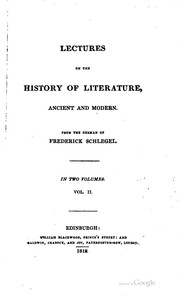 Cover of Lectures on the history of literature by Friedrich von Schlegel