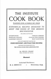 Front cover of The Institute cook book by Helen Cramp