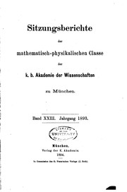 Front cover of Sitzungsberichte by Bayerische Akademie der Wissenschaften Mathematisch -naturwissenschaftliche Klasse