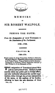 Cover of Memoirs of the life and administration of Sir Robert Walpole by Coxe, William