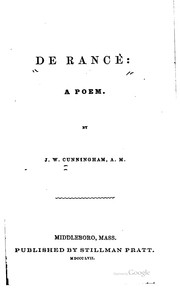 Cover of De Rancè by J. W. Cunningham