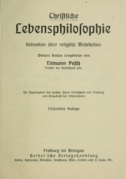 Cover of Christliche Lebensphilosophie by Tilmann Pesch