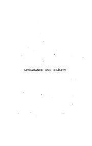 Front cover of Appearance and reality by F. H. Bradley
