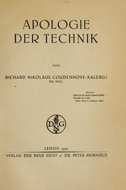 Front cover of Apologie der Technik by Richard Nikolaus von Coudenhove-Kalergi