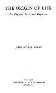Front cover of The origin of life by John Benjamin Butler Burke