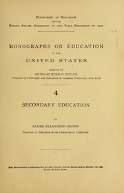 Cover of Secondary education by Elmer Ellsworth Brown