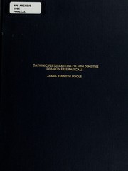 Front cover of Cationic perturbations of spin densities in anion free radicals by James Kenneth Poole