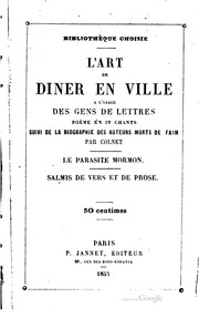 Front cover of L'art de diner en ville, à l'usage des gens de lettres: Poëme en IV chants by Colnet