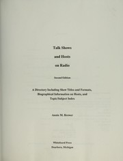 Front cover of Talk shows and hosts on radio by Annie M. Brewer