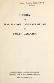 Front cover of History of war savings campaign of 1918 in North Carolina by Francis Henry Fries