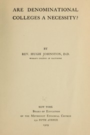 Front cover of Are denominational colleges a necessity? by Hugh Johnston