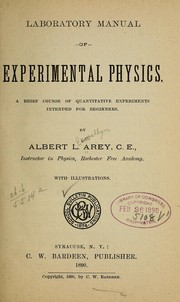 Cover of Laboratory manual of experimental physics by Albert Llewellyn Arey