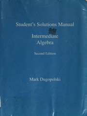 Cover of Student's solutions manual, intermediate algebra by Mark Dugopolski