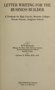 Front cover of Letter writing for the business builder by William Demoss McDaniels