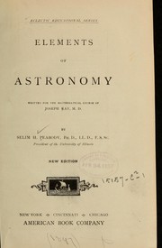 Front cover of Elements of astronomy by Selim H[obart] Peabody