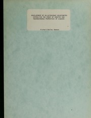 Front cover of Development of an ultrasonic velocimeter system for the study of acoustic and thermodynamic properties of liquids by Richard Wesley Dawson