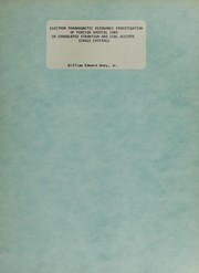 Front cover of Electron paramagnetic resonance investigation of foreign radical ions in irradiated strontium and zinc acetate single crystals by William Edward Oney