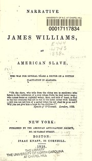 Front cover of Narrative of James Williams by Williams, James