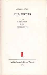 Cover of Publizistik by Willi Bredel