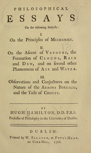 Front cover of Philosophical essays on the following subjects by Hugh Hamilton