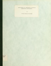 Front cover of Development of underwater acoustics laboratory experiments by Wiley George Grantham
