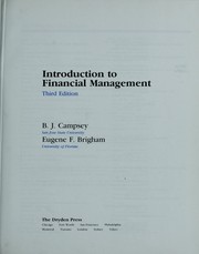 Front cover of Introduction to financial management by B. J. Campsey