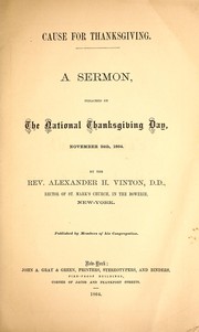 Cover of Cause for thanksgiving by Alexander H. Vinton