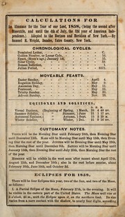 Cover of Farmers' almanac, and ephemeris of the motions of the sun and moon, the true places and aspects of the planets, rising and setting of the sun, and the rising, setting, and southing of the moon, for the year of our Lord 1858 by Samuel Hart Wright