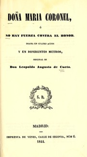 Front cover of Doña María Coronel, o, No hay fuerza contra el honor by Cueto, Leopoldo Augusto de marques de Valmar