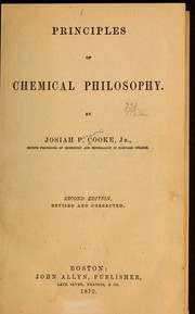 Front cover of Principles of chemical philosophy by Cooke, Josiah Parsons