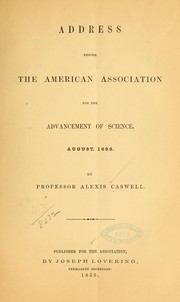 Front cover of Address before the American association for the advancement of science by Alexis Caswell