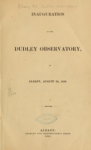 Front cover of Inauguration of the Dudley observatory, at Albany, August 28, 1856 by Dudley Observatory.