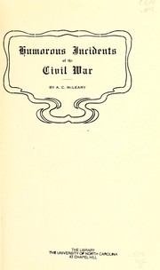Front cover of Humorous incidents of the Civil War by A. C. McLeary