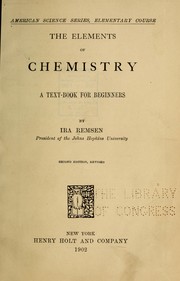 Cover of The elements of chemistry by Ira Remsen