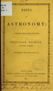 Cover of Notes on astronomy by Charles William Hackley