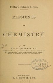 Front cover of Elements of chemistry by Leffmann, Henry