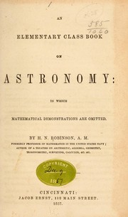 Front cover of An elementary class book on astronomy by Horatio N. Robinson