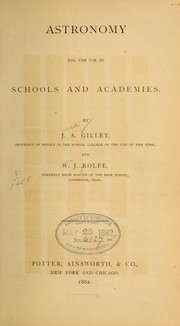 Cover of Astronomy for the use of schools and academies by J. A. Gillet
