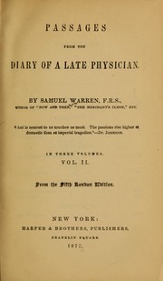 Front cover of Passages from the diary of a late physician by Samuel Warren